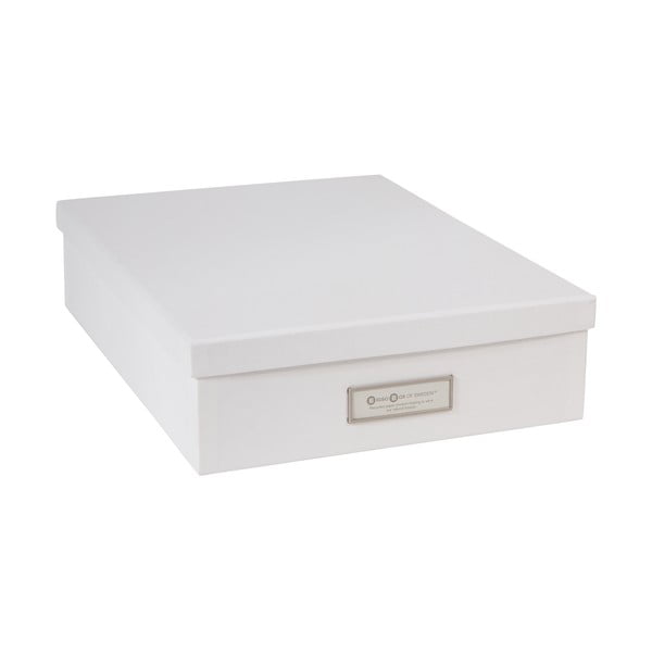 Bílý úložný box se jmenovkou na dokumenty Bigso Box of Sweden Oskar, velikost A4