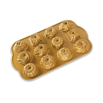 Formă pentru copt 12 brioșe nordic ware minimix, 2,8 l, auriu