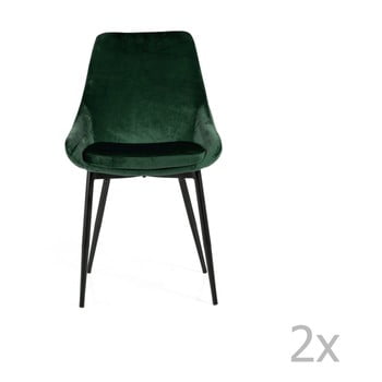 Set 2 scaune cu tapițerie din catifea tenzo lex, verde