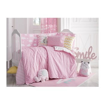 Lenjerie de pat cu cearceaf pentru copii Apolena Carino, 100 x 150 cm, roz