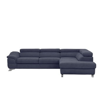 Canapea extensibilă cu înveliș de catifea windsor & co sofas gamma, pe partea dreaptă, albastru închis