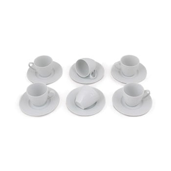 Set 6 căni din porțelan cu farfurioară în cutie cadou jeannette