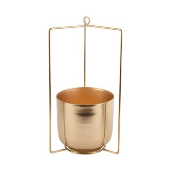 Ghiveci suspendat din metal pt living spatial, înălțime  36 cm, auriu