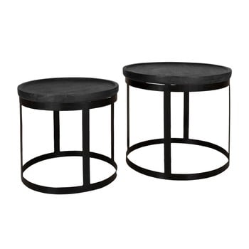 Set 2 mese cafea din lemn de mango canett pablo, negru