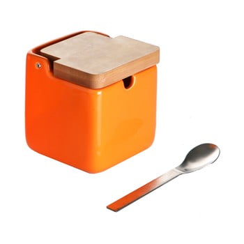Set zaharniță și linguriță Versa Spoon Wood, portocaliu imagine