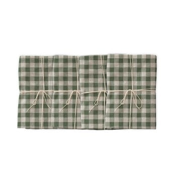 Set 4 șervețele textile linen couture green vichy, 43 x 43 cm