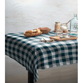 Față de masă linen couture turquoise vichy, 140 x 200 cm