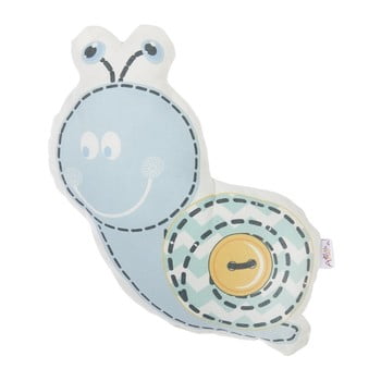 Pernă din amestec de bumbac pentru copii Apolena Pillow Toy Snail, 30 x 28 cm, albastru