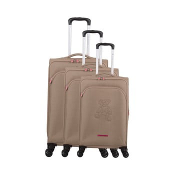 Set 3 trolere cu 4 roți lulucastagnette emilia, bej