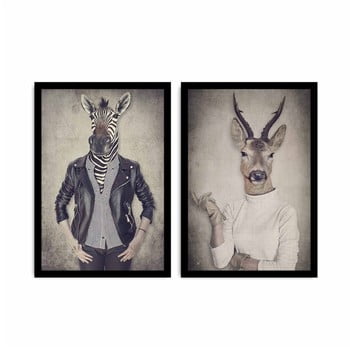 Tablou din 2 piese home ribs and deer, 72 x 50 cm