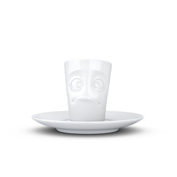 Cană din porțelan cu farfurie pentru espresso, dezamăgit, 58products, alb