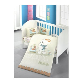 Set lenjerie cu cearșaf din bumbac pentru copii soft bear, 100 x 150 cm