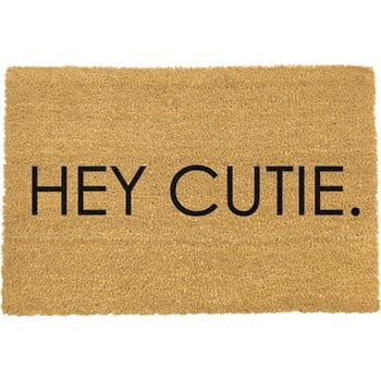 Covoraș intrare din fibre de cocos artsy doormats hey cutie, 40 x 60 cm, negru