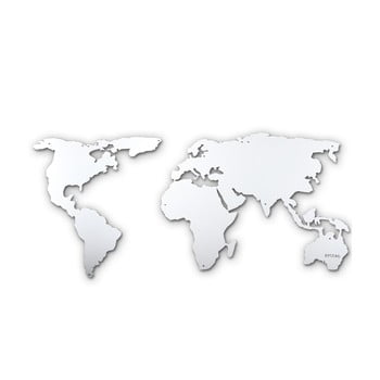 Decorațiune din metal pentru perete silver map, 60 x 120 cm