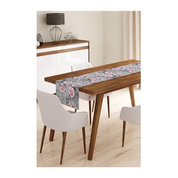 Napron din microfibră pentru masă minimalist cushion covers grey roses, 45 x 145 cm