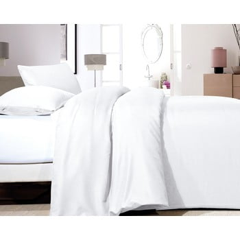 Lenjerie de pat din micropercal Zensation Satin Point, 200 x 200 cm, alb