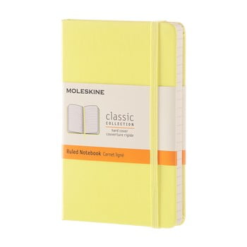 Caiet cu copertă rezistentă moleskine daisy, 192 pag., galben, hârtie dictando