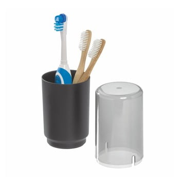 Pahar cu capac pentru periuțele de dinți idesign austin, negru
