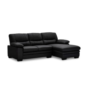Canapea din piele cu taburet pe partea dreaptă furnhouse moby, negru