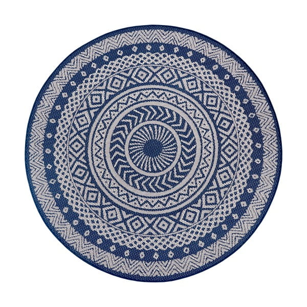 Modro-šedý venkovní koberec Ragami Round, ø 160 cm