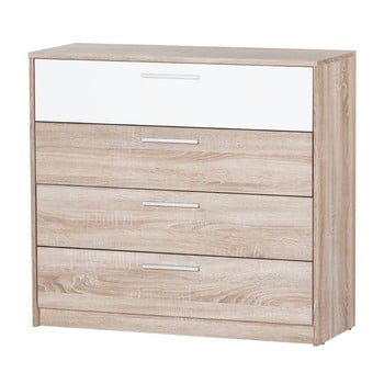 Comodă cu sertare szynaka meble milo, decor stejar și decor alb