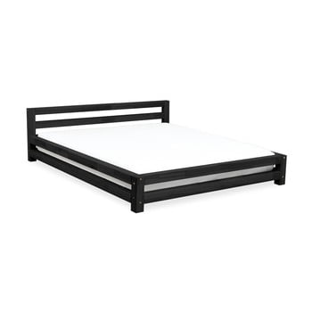 Pat dublu din lemn de molid benlemi double, 180 x 200 cm, negru