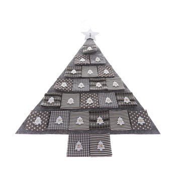 Calendar advent textil în formă de copac, lungime 68 cm, gri imagine