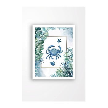 Tablou pe pânză în ramă albă tablo center blue crab, 29 x 24 cm