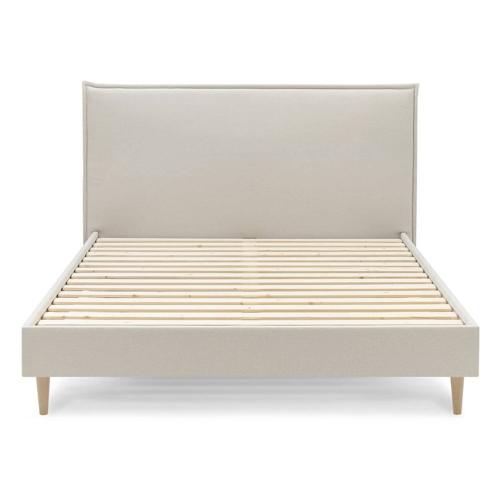 Béžová dvoulůžková postel Bobochic Paris Sary Light, 160 x 200 cm