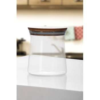 Recipient sticlă cu capac din bambus bambum olla, înălțime 13 cm