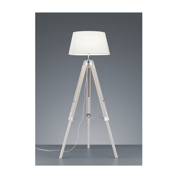 Lampadar din lemn și pânză trio tripod, înălțime 143 cm, alb