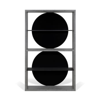 Bibliotecă în decor de beton și spatele negru temahome zero
