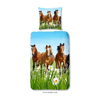 Lenjerie de pat din bumbac pentru copii good morning horsy, 140 x 200 cm
