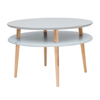Masă de cafea cu picioare din lemn Ragaba UFO, Ø 70 cm, gri deschis
