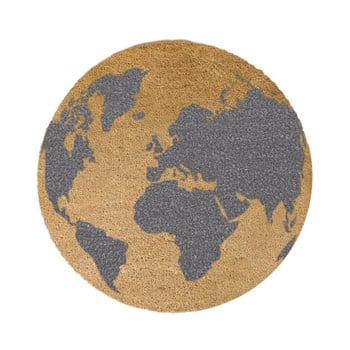 Covor intrare rotund artsy doormats grey globe, ⌀ 70 cm, gri
