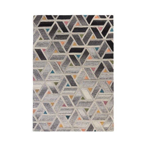 Šedý vlněný koberec Flair Rugs River, 120 x 170 cm