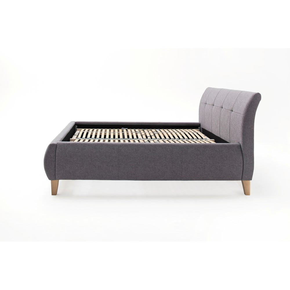 Antracitová čalouněná dvoulůžková postel s úložným prostorem a s roštem 180x200 cm Matheo – Meise Möbel