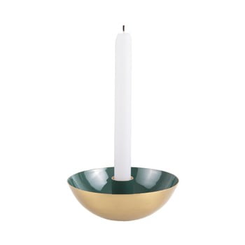 Sfeșnic cu detalii aurii pt living tub, ⌀ 10 cm, verde