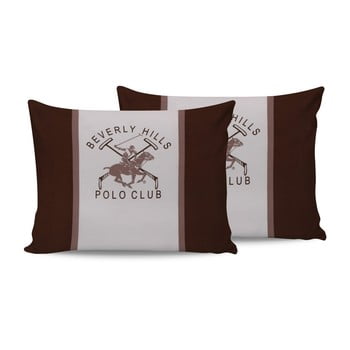 Set 2 fețe de pernă din bumbac polo club brown, 50 x 70 cm