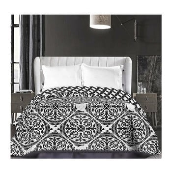 Cuvertură reversibilă din microfibră decoking hypnosis mandala, 170 x 210 cm, alb-negru