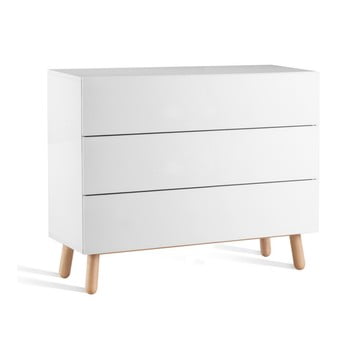 Comodă cu 3 sertare jitona mamma, lungime 120 cm, alb