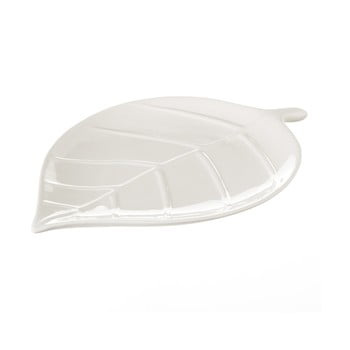 Platou din ceramică unimasa leaf, lungime 31,5 cm, alb