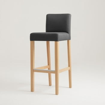 Scaun bar cu picioare de culoare naturală, custom form wilton, gri antracit
