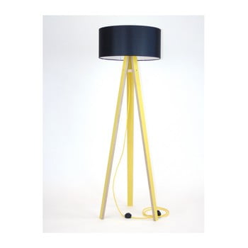 Lampadar cu abajur negru și cablu galben ragaba wanda, galben