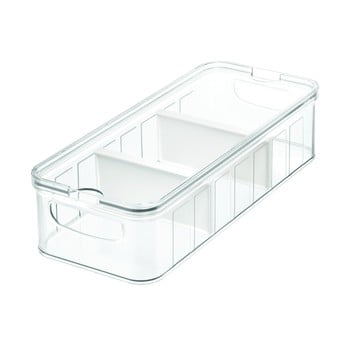 Cutie depozitare transparentă cu capac și 3 compartimente iDesign, 38 x 16 cm imagine