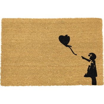 Covoraș intrare din fibre de cocos artsy doormats girl with a balloon graffiti, 40 x 60 cm