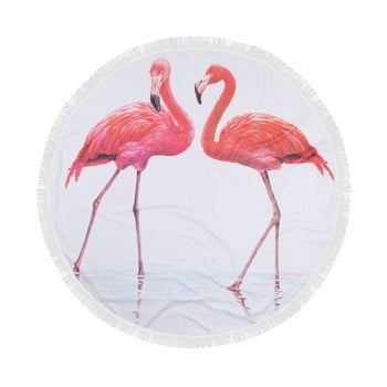 Prosop plajă din bumbac flamingos, ⌀ 150 cm