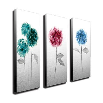 Tablou pe pânză din 3 piese flowers