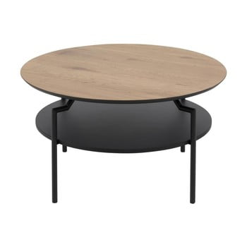 Masă cafea actona goldington, ⌀ 80 cm, negru - maro