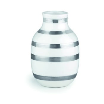 Vază din ceramică cu detalii argintii Kähler Design Omaggio, înălțime 12,5 cm, alb